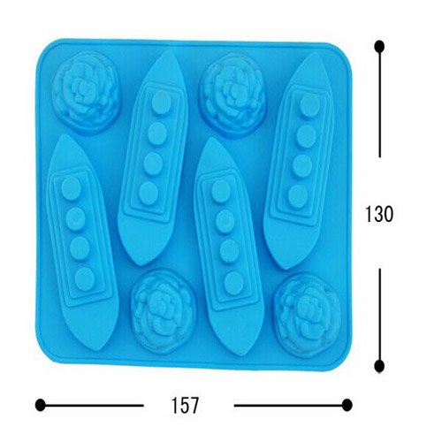 1Pcs Silikon Schimmel Ice Cube Mould Tray Chocolate Candy Freeze Party Titanic zufällige Glasfarbe - 5