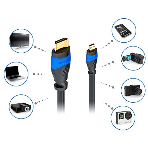 deleyCON 3m micro HDMI Kabel HDMI 2.0 / 1.4a kompatibel High Speed mit Ethernet (Neuster Standard) ARC 3D 4K Ultra HD (1080p/2160p) - 4