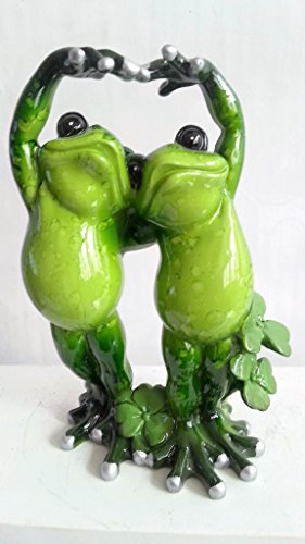 Froschpaar tanzend, gras-grün, 13 cm, formano Gartendeko