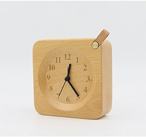 Clocks HOME Creative Fashion Solid Wood Alarm Bedroom Mute Bed Student Alarm Simple Wood Watches And Table Small Alarm Square