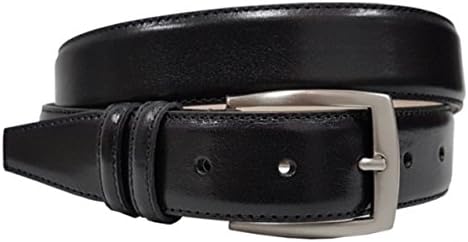Genuine Italian Luxury Well-Crafted Leather Suit Belt 40mm Wide - Multiple sizes/ Adjustable (Black, 125/110)