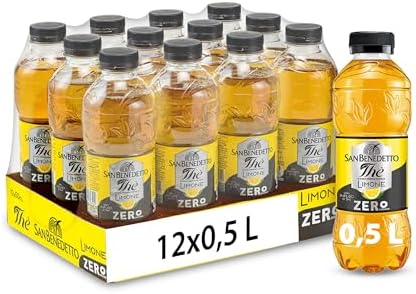 San Benedetto, Thè Freddo al Limone Zero, 12x500 ml Bevanda Dissetante Analcolica, Gusto Fruttato, Tappo Click, Senza Zuccheri, Conservanti e Coloranti