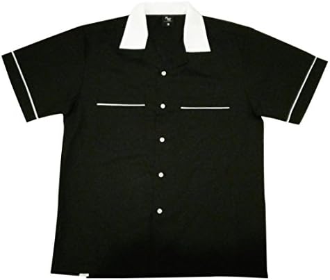 Black White Retro Bowling Shirt (Large)