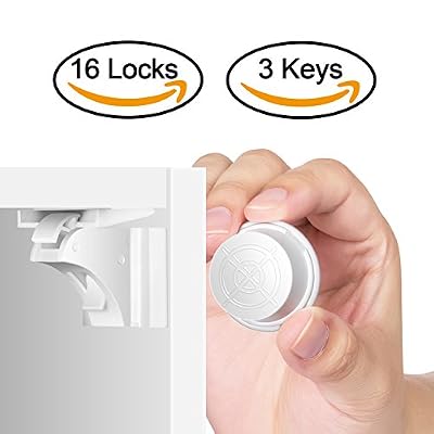 HURRISE Bébé Sécurité Magnétique Cabinet Serrure de Hurrise Verrous de Sécurité pour Enfant Proofing Caché Placard Tiroir Système de Verrouillage sans Perçage et Vis (16 Verrouille et 3 Touches)