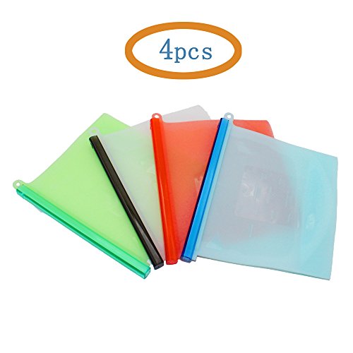 Preisvergleich Produktbild HYCC 1L Silikon-Nahrungsmittelkonservierungsb... Wiederverwendbare Nahrungsmittelaufbewahrungsbeutel-luf... Behälter Vielseitige kochende Beutel-Küche-Utensilien Satz von 4PCS