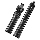 FERZA Home Uhrenarmband Echtes Lederuhrenarmband Schnellverschluss Faltschließe von hoher Qualität (Color : Black White, Size : 23mm)