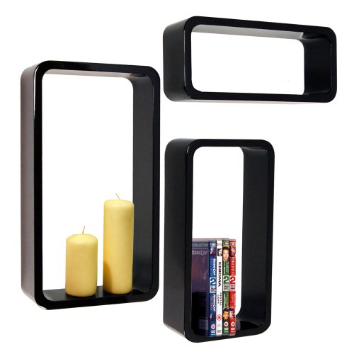 CHARLTON - Wall Mounted Storage / Display Shelves - Set of 3 - Black