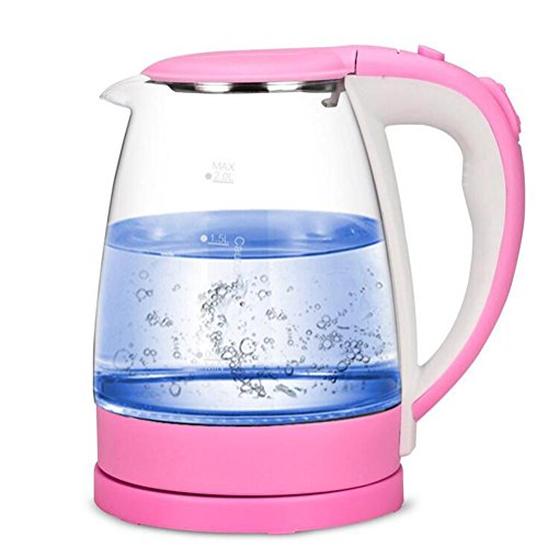 SHUIXHU Gvgn LED Bouilloire lectrique  lumire Bleue 1500W Eau de Bouillie Rapide Haute Puissance Bouilloire en Verre antidflagrante, Pink
