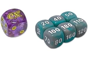 BB-Toy-Trades kompatibel für PKM TCG Elite Top Trainer Würfel Set Schadensmarken Dice Set mit BB-Toy-Trades Versandschutz (Karmesin & Purpur - Miraidon)