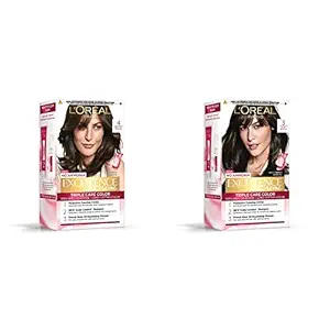 LOreal Paris Excellence Creme Hair Color, 4 Natural Dark Brown, 72ml+100g and LOreal Paris Excellence Creme Hair Color, 3 Natural Darkest Brown, 72ml+100g