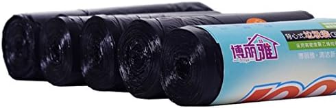 Durable Rubbish Bags for Home, Kitchen, Bathroom, Office Trash Waste Bag Vest Handle- Tie Disposable Clear Garbage Bags (5 Rolls, 100 pieces, Black)