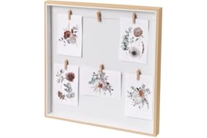 DAMDAM GO - Portafotos Multiple Colgante Con Pinzas Original de Madera Nordico Para 6 fotos