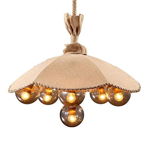 Preisvergleich Produktbild CLLCR Haushalt Kronleuchter, Crystal Palace Deckenleuchte, Schmiedeeisen Wandleuchte Retro Pendelleuchte Magische Bohne Hanfseil Leinen Abdeckung Kopf Kronleuchter Restaurant Loft Keller Leuchte