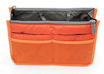 (1X, Orange rectangle) - TheWin Travel Organiser Insert Tidy Cosmetic Handbag Orange