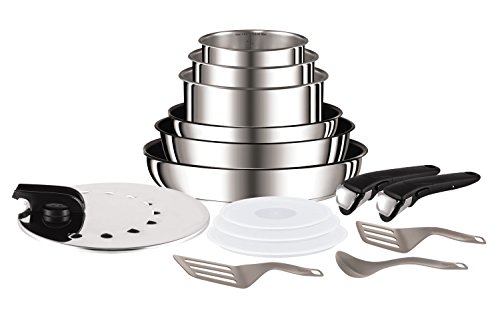 Tefal L94096 Ingenio Préférence Pfannen- und Topf-Set 15-teilig, antihaftversiegelt, hochwertiges Starterset, Edelstahl