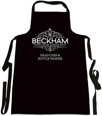 'Beckham Family Hotel And Restaurant, Head Chef And Bottle Washer', Personalised Family Surname, Humorous Design, Great Quality Canvas Apron, Size 25in x 35in approximately