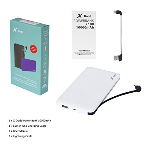 Batterie Externe 10000mah PowerBank Batterie de Secours Chargeur Portable 2A avec cable USB Micro int  gr   et Lightning iPhone Adaptateur cach   Pour iPhone  iPad  Samsung Smartphone Android  Tablette etc blanc 