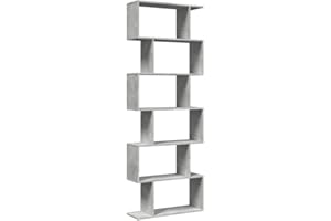 vidaXL Libreria Divisorio 6Piani Grigio Cemento 70x24x193cm Truciolato, libreria, Mobile Porta Libri, scaffale portaoggetti, Porta Libri