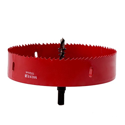 Lochsaege – TOOGOO(R) Spiralbohrer mit Dreikantschaft und Lochsaege, Bimetall, 150 mm Rot - 7