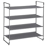 APILABLE Y AMPLIABLE PARA BRICOLAJE: se pueden apilar 2 juegos para obtener una zapatera de 8 niveles; también puede poner 2 unidades juntas para hacer su propio organizador de zapatos único para sus crecientes necesidades de almacenamiento de zapatos