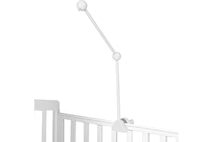 ACOMTUO Mobile Halterung Holz für Babybett, 360°Drehbar Baby Mobile Aufhänger, Mobile Halterung Weiß, Abnehmbarer Verstellbarer Kinderbett Mobile Arm Für Spieluhr Windspiel Aufhängung Bettglocke