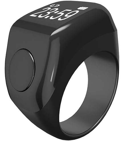 Iqibla Zikr1 Lite - Bague Intelligente Tasbih Musulman Avec Rappel Prière, Écran OLED, Compteur Zikr, Blanche 20mm