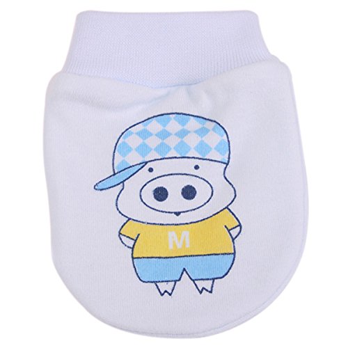 Lalang 1 Pairs Cute Cartoon Newborn Baby Anti Scratch Mittens Infant Boys Girls Soft Gloves Gift (blue)
