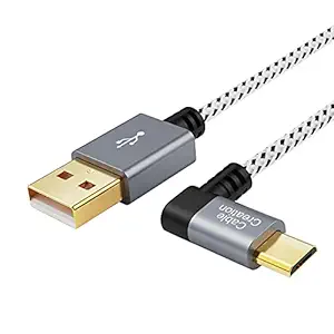 CableCreation [2-Pack 10 Feet Right Angle Micro USB 2.0 Braided Cable, 90 Degree Vertical Right USB 2.0 A Male to Micro USB Male with Aluminium Case,3 Meters, Space Gray