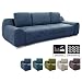 Produktbild Cavadore Big Sofa Benderes / Schlafsofa mit Bettfunktion und Bettkasten/ Moderne Couch mit Steppung und Ziernaht / Inkl. 3 Kissen / Chromfüße / 266 x 70 x 102 (BxHxT) /  Blau