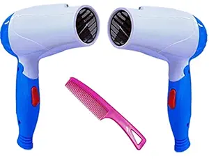 SESI 2 SPEED HAIR DRYER 1000 WATT || HOT & COLD AIR FLOW HAIR DRYER || PROFESSIONAL HAIR DRYER NV-1290 || FOLDABLE HAIR DRYER FOR GIRLS & BOYS ( MULTICOLORED ) with FREE COMB