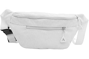 APMGONT Cord Bauchtasche für Damen und Herren Gürteltasche Damen Verstellbarer Gurt Hüfttasche Bauchtasche Klein Brusttasche Bum Bags aus Cord für Outdoor Sport (Weiß B)