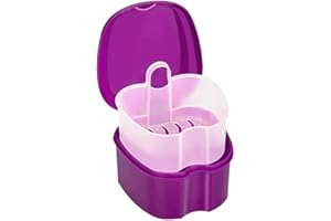 DDSHUN Denture - Custodia per dentiere ortodontico, in plastica, con denti finti, per la pulizia della protesi, per la pulizia della protesi e per la pulizia della protesi in ammollo con filtro (viola)