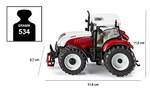 Siku 3283, Steyr 6230 CVT Traktor, 1:32, Metall/Kunststoff, Abnehmbare Fahrerkabine, Rot/Weiß - 5