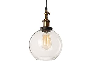 MENGJAY Luminaire Suspension Vintage Edison industrielle Abat-jour en Verre Lampe Plafonnier Pendant Lampe Edison E27 220V pour éclairage Cuisine Salle à manger Salon Chambre d'enfants et de restaurant (C)
