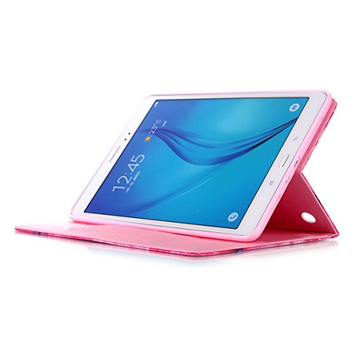 Felfy Slim Full Body Don’t Touch My Pad Roses Muster PU Lederhülle Case Cover Etui Schutz Hülle Tasche für Samsung Galaxy Tab A 9.7 Zoll T550 P550 T555N + 1x Pink Blume Anti Stöpsel + 1x Rosa Stylus - 6
