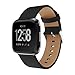 Produktbild Für Fitbit Versa Straps Bands Classic Leder, YaYuu Echtes Leder Ersatzband mit Silber Edelstahl Schnalle Zubehör Armband Strap für Fitbit Versa SmartWatch