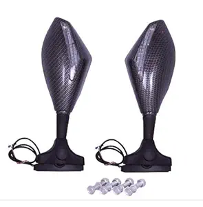 Autonity JB Racing Universal Motorcycle Twin Indicator Rear View Mirrors (Carbon)