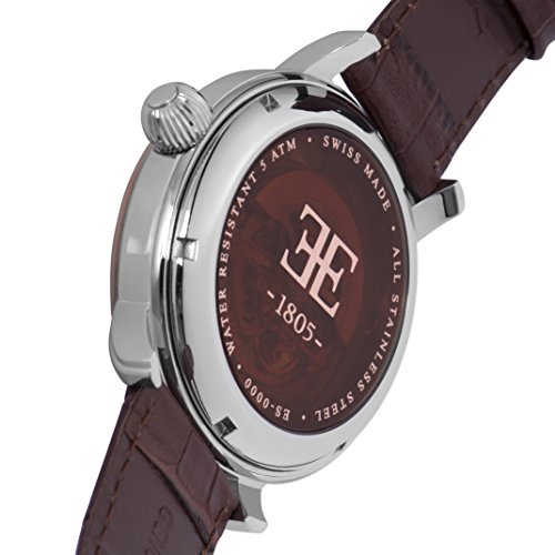 Thomas Earnshaw Longcase Men's Automatic Watch with Silver Dial Analogue Display with Brown Leather Strap ES-0032-03