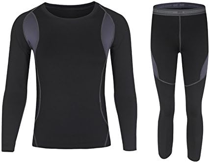 Wildconqueror Men's Elastic Thermal Underwear Long Johns Top &amp; Bottom Set Black Size XXXXL
