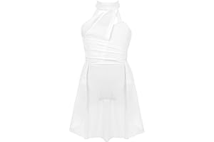 Yihuimin Kids Girls Halter Cutout Back Ballet Leotard Lyrical Dance Skating Dress Ballerina Dancewear