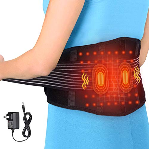 Ceinture Chauffante avec Fonction de Vibration, Lombaire de Maintien Électrique Massage par Vibrations Infrarouges lointaines pour le Bas du dos, Abdomen, Soulagement de la Douleur Sciatique
