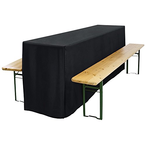 Beautissu® Basic L Bierbank-Hussen & Biertisch-Husse 3 tlg Set bodenlang für 70cm breite Festzeltgarnitur Schwarz - 4