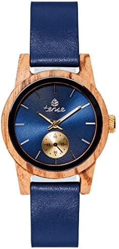 Tense Wood Watch &amp; # 10047 Premium &amp; # 10047 Womens Leather Hampton &amp; # 10047 – -Handmade In Canada &amp; # 10047, Wood M4701Z Zebrano Wood – Blue Dial – Women's Watch Dark Blue