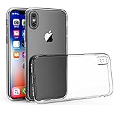 iPhone X/XS Uyumlu Kamera Korumalı Darbe &Ouml;nleyici Ultra Slim TPU Şeffaf Silikon Kılıf (Şeffaf, iPhone X/XS)