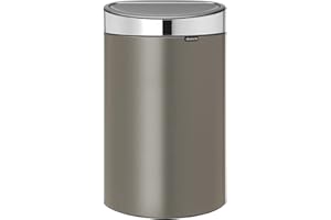 Brabantia Poubelle Touch Bin, Platine avec couvercle en acier inoxydable, 40L, 72.7 x 43.5 x 30.2 cm