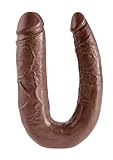 Pipedream King Cock U-Shaped Double Trouble Dildo, Large, Brown