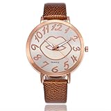 rainbabe Damen Lip Muster Kunstleder Band Gurt Quarz Analog Armbanduhr