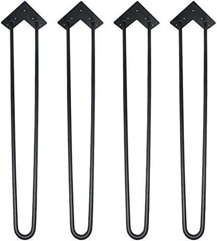 4 x 28 In 2-rod Classic Black Hairpin Table Legs Solid Steel Rod