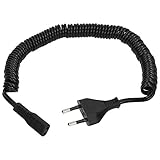 Universal 2 Pin Shaver Power Lead for Philips Norelco, Remington, Grundig, Braun, Coiled (Check Model List in Description)