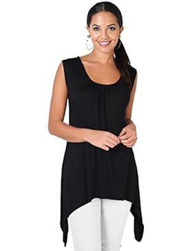 KRISP® Damen Lockeres Jersey Stoff Shirt Langer Zipfel Saum